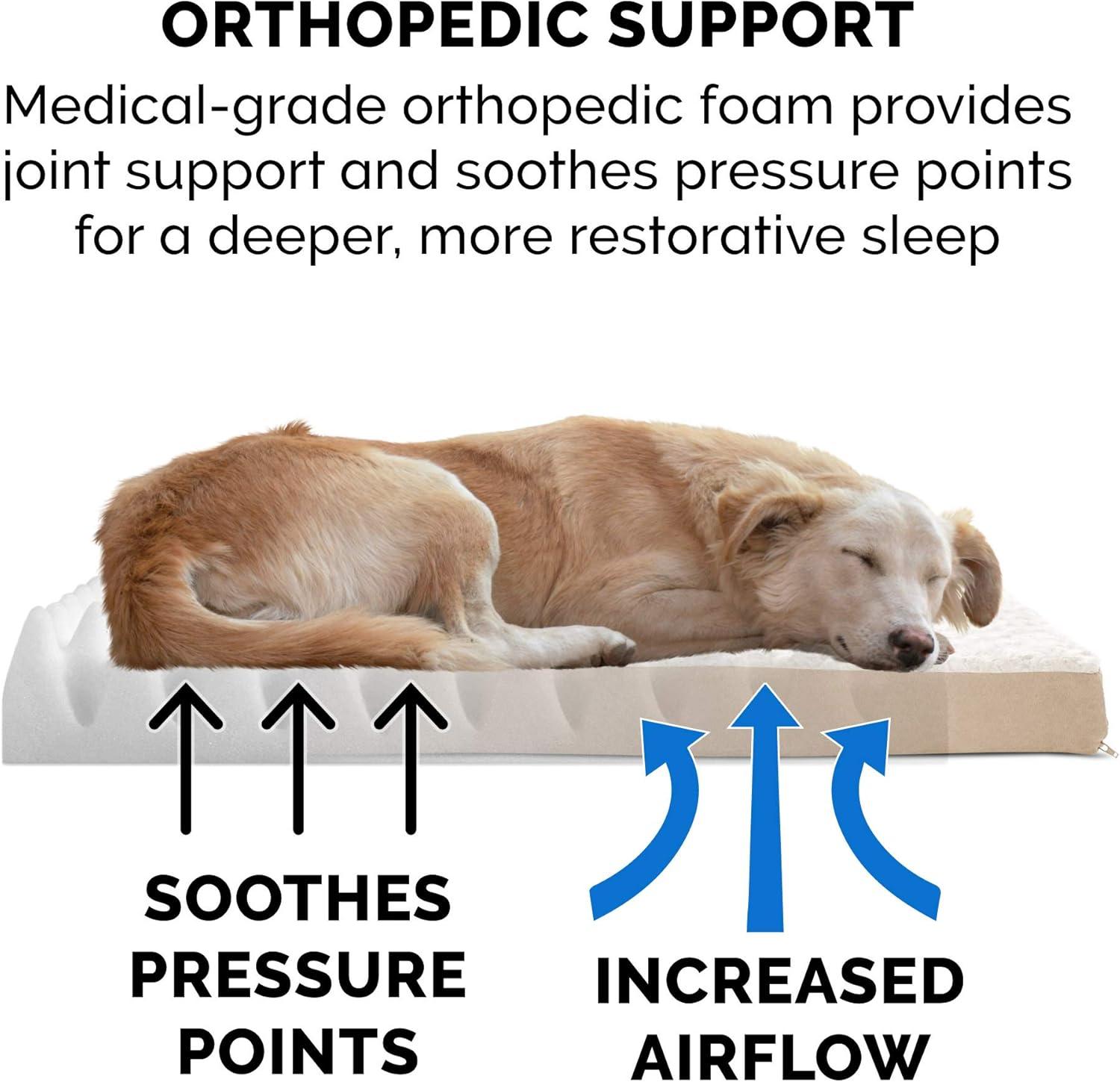 imageFurhaven Orthopedic Dog Bed for Large Dogs w Removable Washable Cover For Dogs Up to 95 lbs Ultra Plush Faux Fur ampamp Suede Mattress Gray JumboXLMinky Cream