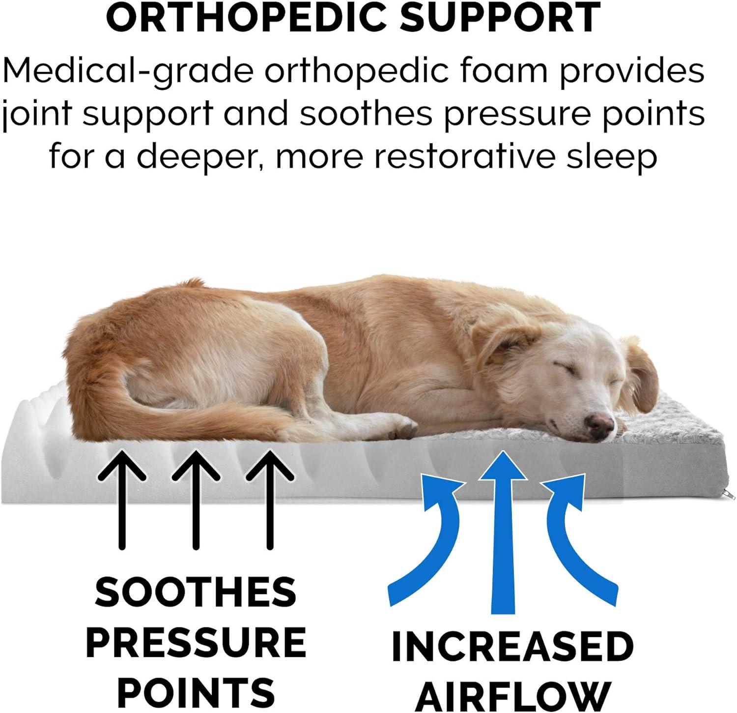 imageFurhaven Orthopedic Dog Bed for Large Dogs w Removable Washable Cover For Dogs Up to 95 lbs Ultra Plush Faux Fur ampamp Suede Mattress Gray JumboXLMinky Gray