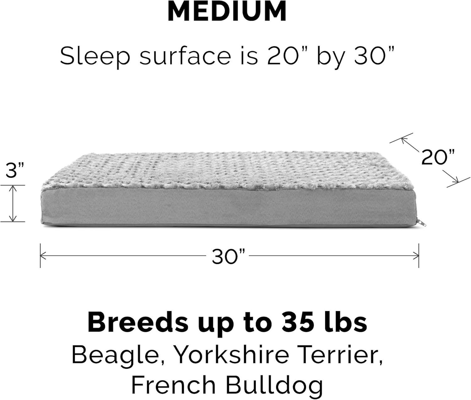 imageFurhaven Orthopedic Dog Bed for Large Dogs w Removable Washable Cover For Dogs Up to 95 lbs Ultra Plush Faux Fur ampamp Suede Mattress Gray JumboXLMinky Gray