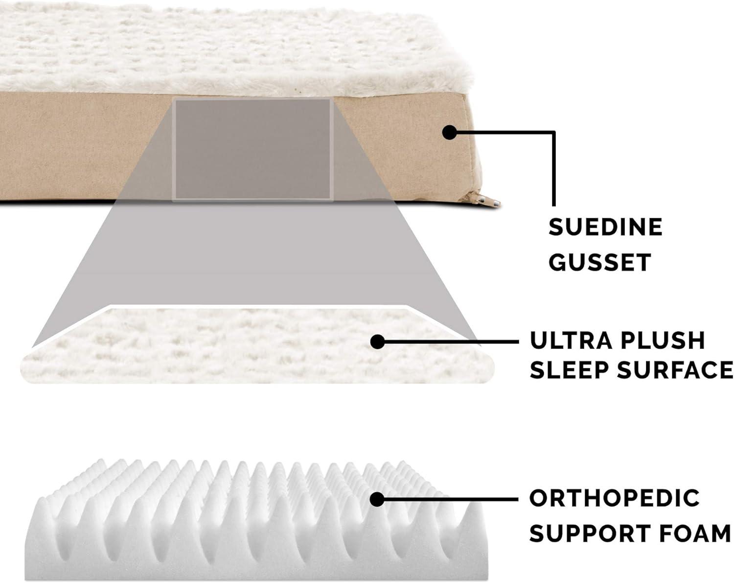 imageFurhaven Orthopedic Dog Bed for Large Dogs w Removable Washable Cover For Dogs Up to 95 lbs Ultra Plush Faux Fur ampamp Suede Mattress Gray JumboXLMinky Cream