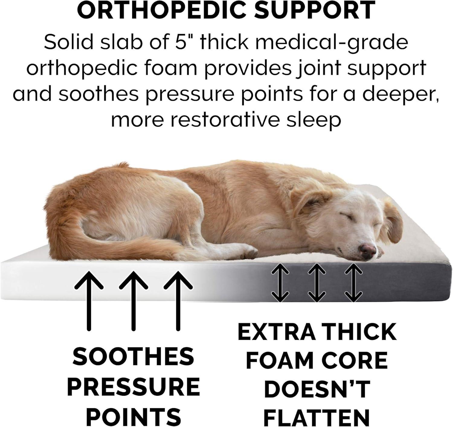 imageFurhaven Orthopedic Dog Bed for Large Dogs w Removable Washable Cover For Dogs Up to 95 lbs Ultra Plush Faux Fur ampamp Suede Mattress Gray JumboXLPewter