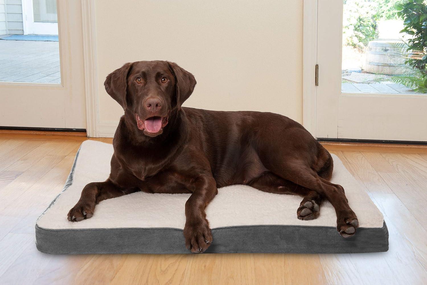 imageFurhaven Orthopedic Dog Bed for Large Dogs w Removable Washable Cover For Dogs Up to 95 lbs Ultra Plush Faux Fur ampamp Suede Mattress Gray JumboXLPewter