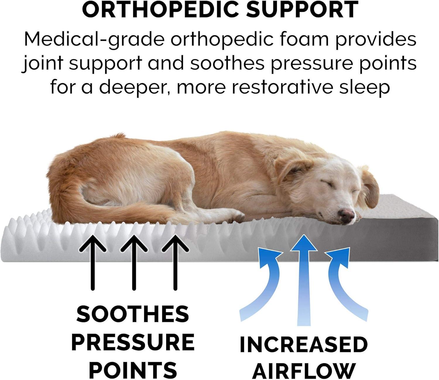 imageFurhaven Orthopedic Dog Bed for Large Dogs w Removable Washable Cover For Dogs Up to 95 lbs Ultra Plush Faux Fur ampamp Suede Mattress Gray JumboXLPewter