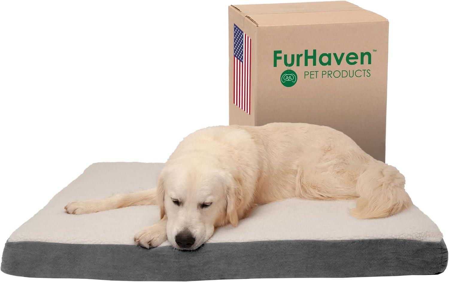 imageFurhaven Orthopedic Dog Bed for Large Dogs w Removable Washable Cover For Dogs Up to 95 lbs Ultra Plush Faux Fur ampamp Suede Mattress Gray JumboXLPewter
