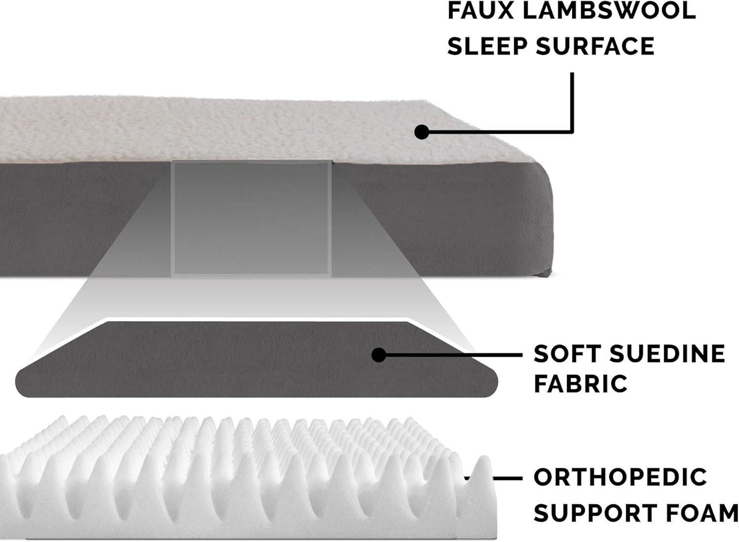 imageFurhaven Orthopedic Dog Bed for Large Dogs w Removable Washable Cover For Dogs Up to 95 lbs Ultra Plush Faux Fur ampamp Suede Mattress Gray JumboXLPewter