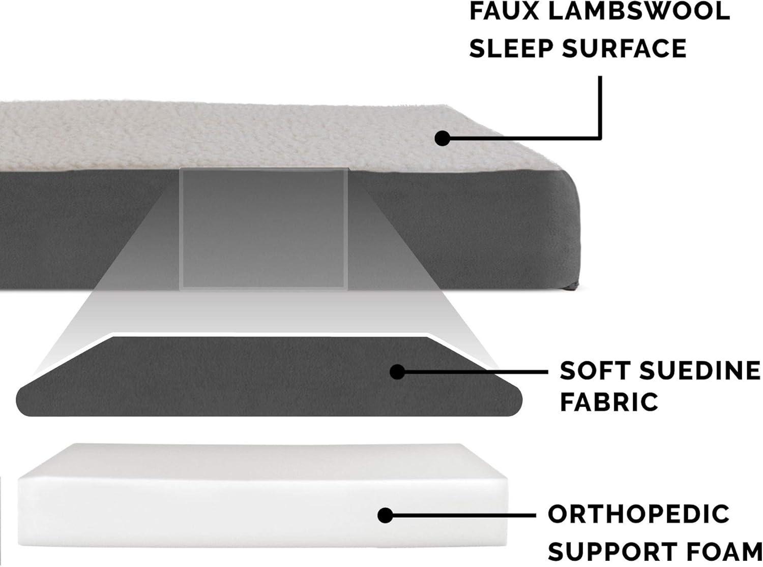imageFurhaven Orthopedic Dog Bed for Large Dogs w Removable Washable Cover For Dogs Up to 95 lbs Ultra Plush Faux Fur ampamp Suede Mattress Gray JumboXLPewter
