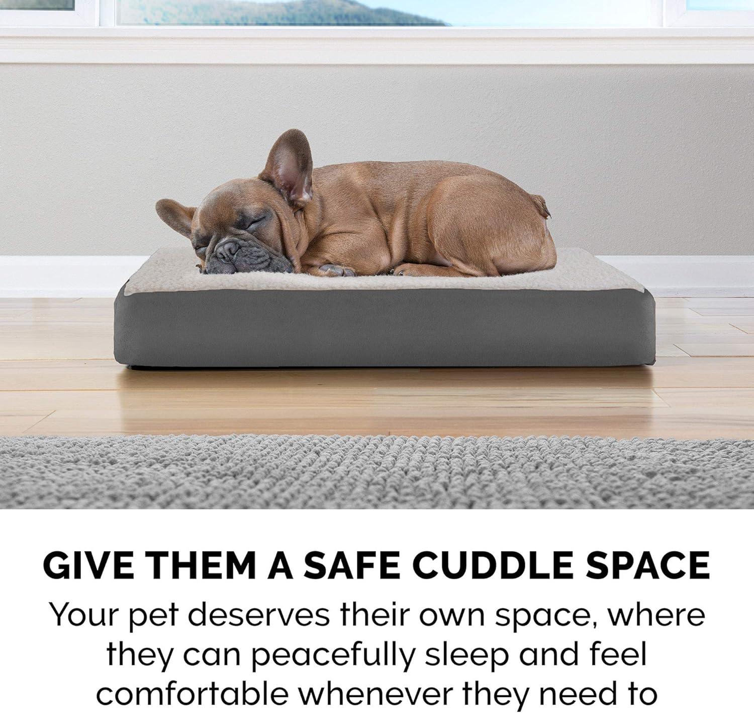 imageFurhaven Orthopedic Dog Bed for Large Dogs w Removable Washable Cover For Dogs Up to 95 lbs Ultra Plush Faux Fur ampamp Suede Mattress Gray JumboXLPewter