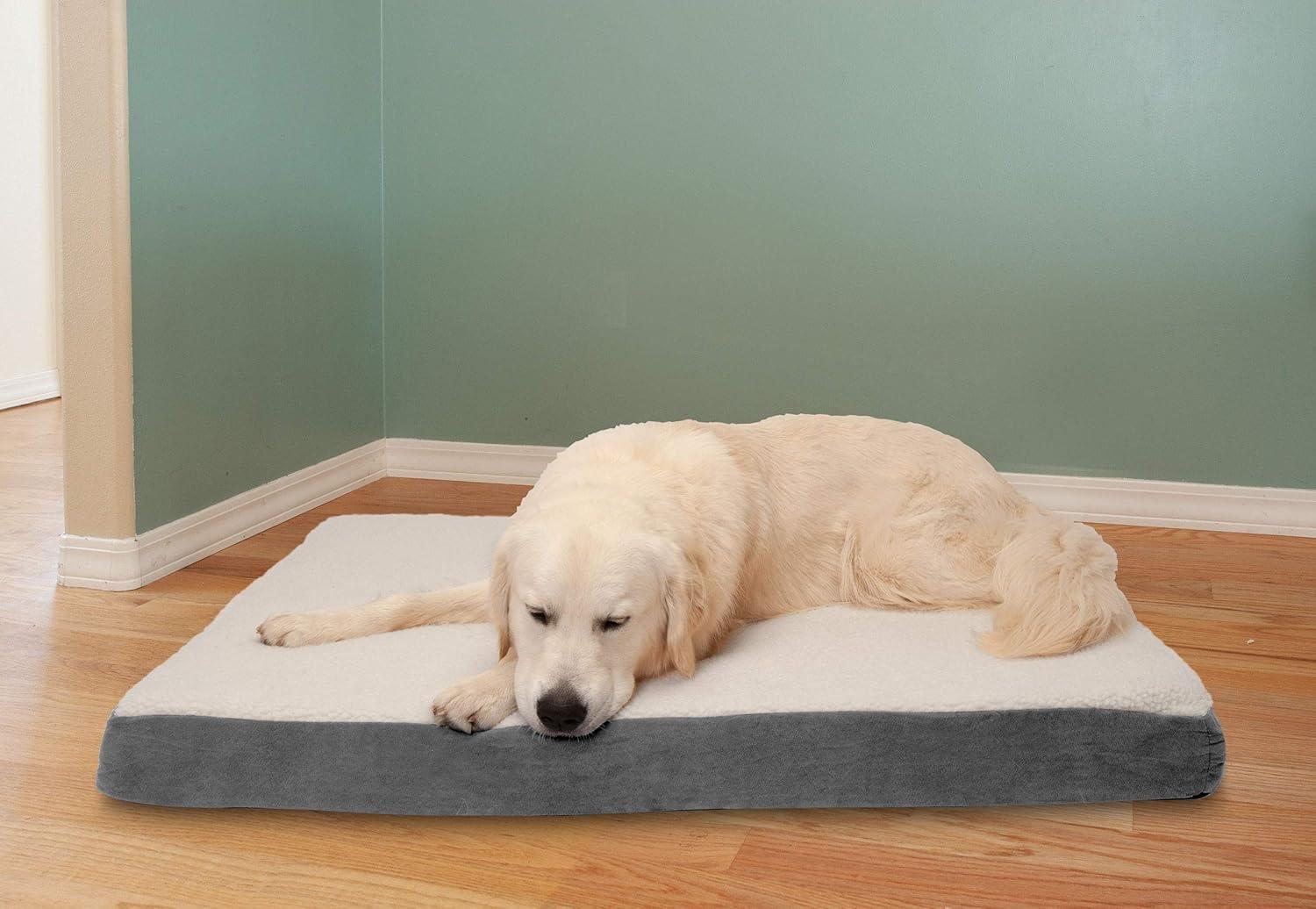 imageFurhaven Orthopedic Dog Bed for Large Dogs w Removable Washable Cover For Dogs Up to 95 lbs Ultra Plush Faux Fur ampamp Suede Mattress Gray JumboXLPewter