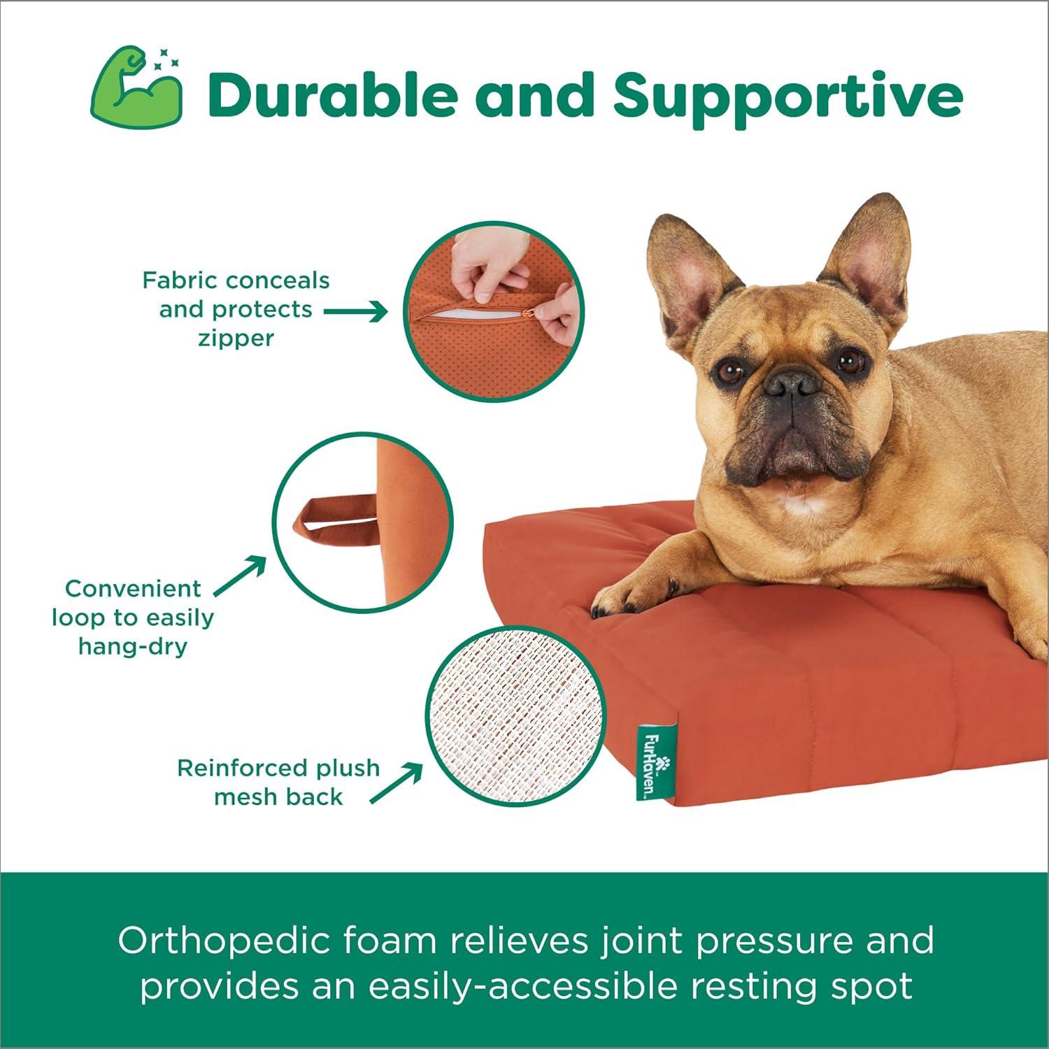 imageFurhaven Orthopedic Dog Bed for Large Dogs w Removable Washable Cover For Dogs Up to 95 lbs Ultra Plush Faux Fur ampamp Suede Mattress Gray JumboXLRust