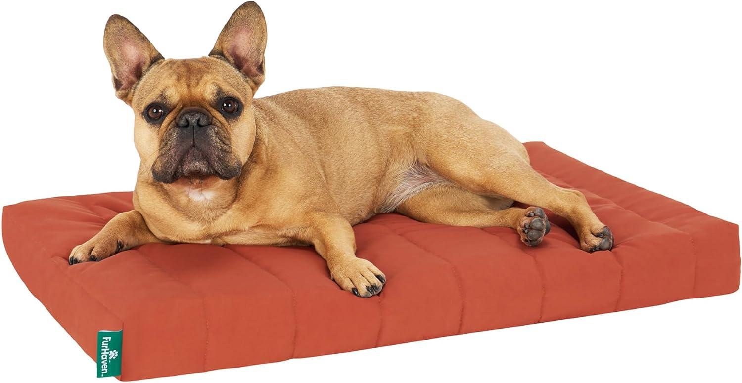 imageFurhaven Orthopedic Dog Bed for Large Dogs w Removable Washable Cover For Dogs Up to 95 lbs Ultra Plush Faux Fur ampamp Suede Mattress Gray JumboXLRust