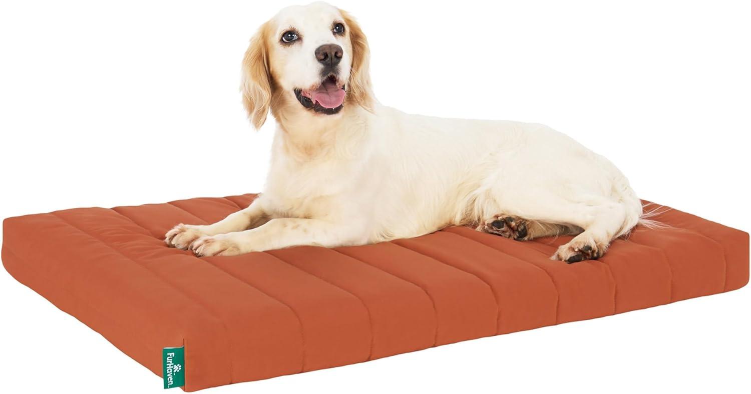 imageFurhaven Orthopedic Dog Bed for Large Dogs w Removable Washable Cover For Dogs Up to 95 lbs Ultra Plush Faux Fur ampamp Suede Mattress Gray JumboXLRust