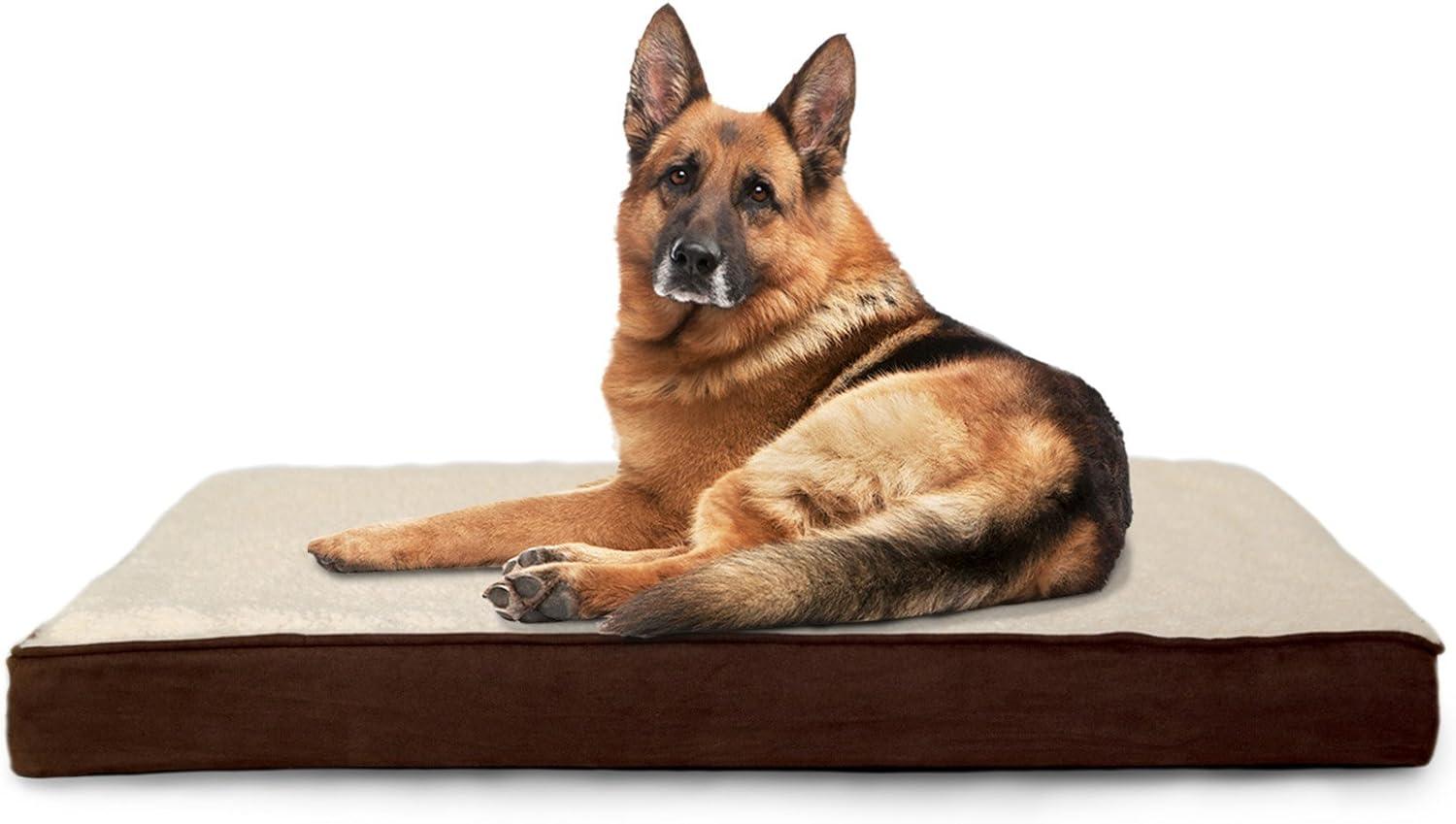 imageFurhaven Orthopedic Dog Bed for Large Dogs w Removable Washable Cover For Dogs Up to 95 lbs Ultra Plush Faux Fur ampamp Suede Mattress Gray JumboXLSherpa Espresso
