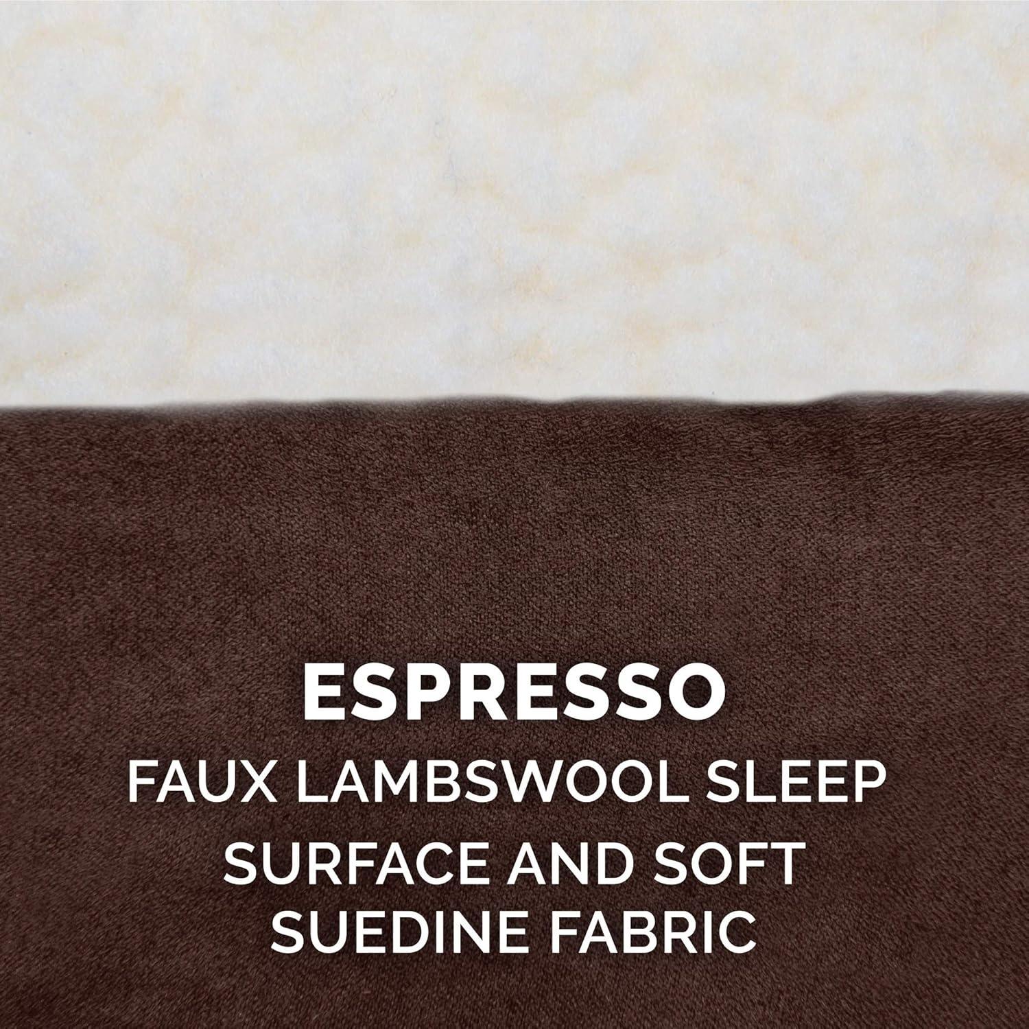 imageFurhaven Orthopedic Dog Bed for Large Dogs w Removable Washable Cover For Dogs Up to 95 lbs Ultra Plush Faux Fur ampamp Suede Mattress Gray JumboXLSherpa Espresso