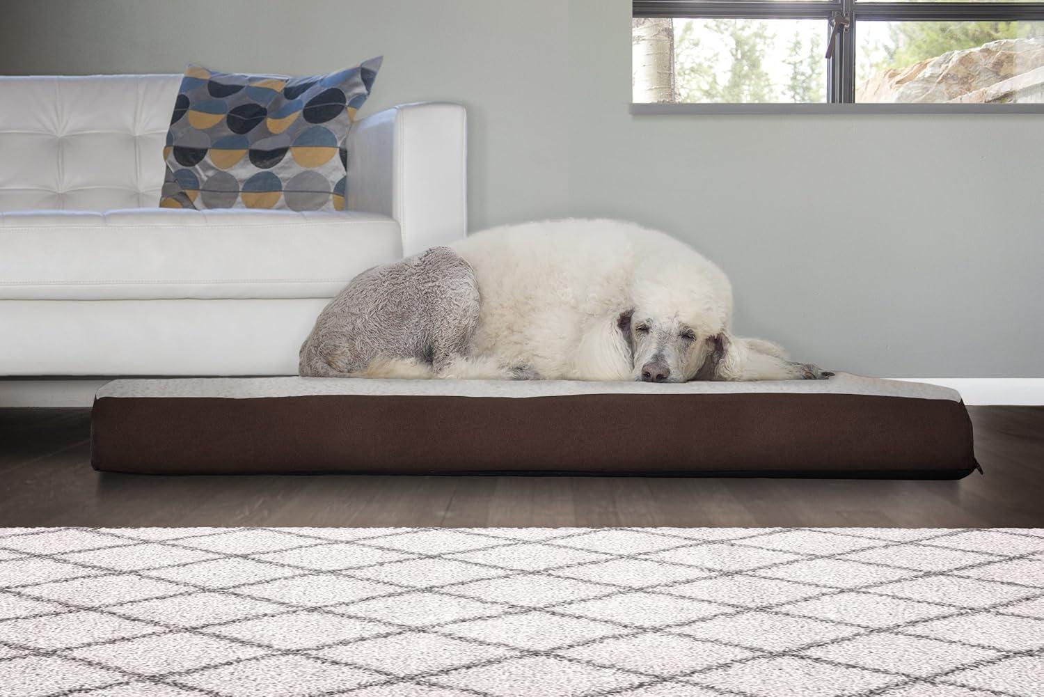 imageFurhaven Orthopedic Dog Bed for Large Dogs w Removable Washable Cover For Dogs Up to 95 lbs Ultra Plush Faux Fur ampamp Suede Mattress Gray JumboXLSherpa Espresso