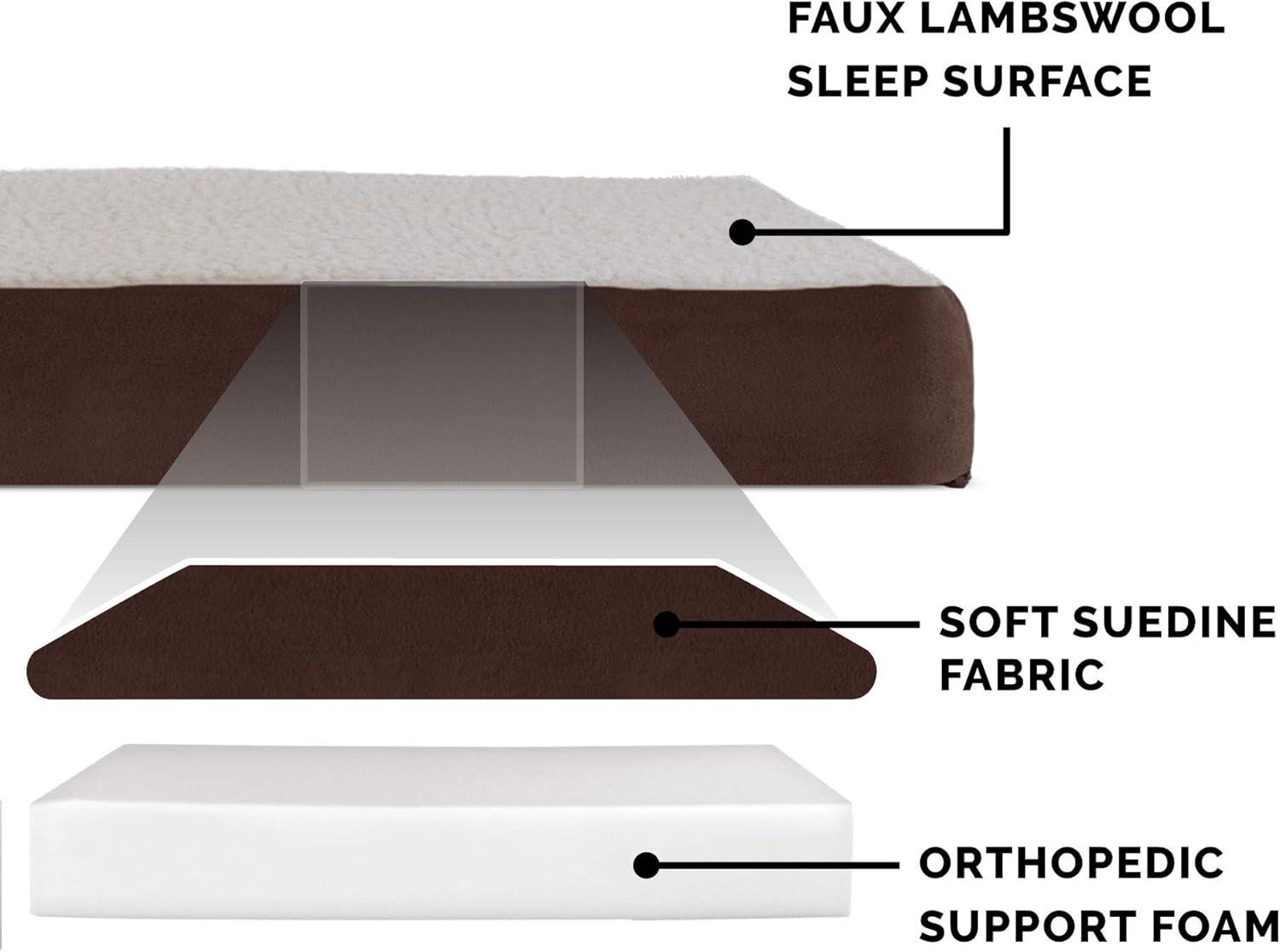 imageFurhaven Orthopedic Dog Bed for Large Dogs w Removable Washable Cover For Dogs Up to 95 lbs Ultra Plush Faux Fur ampamp Suede Mattress Gray JumboXLSherpa Espresso