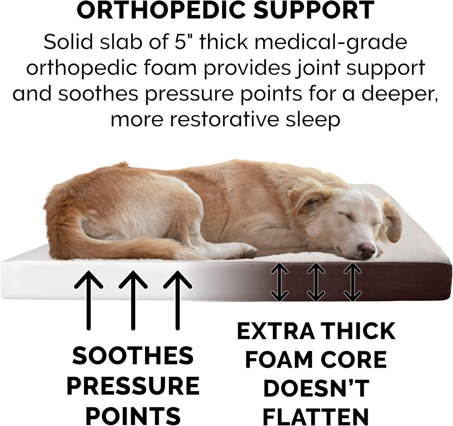 imageFurhaven Orthopedic Dog Bed for Large Dogs w Removable Washable Cover For Dogs Up to 95 lbs Ultra Plush Faux Fur ampamp Suede Mattress Gray JumboXLSherpa Espresso