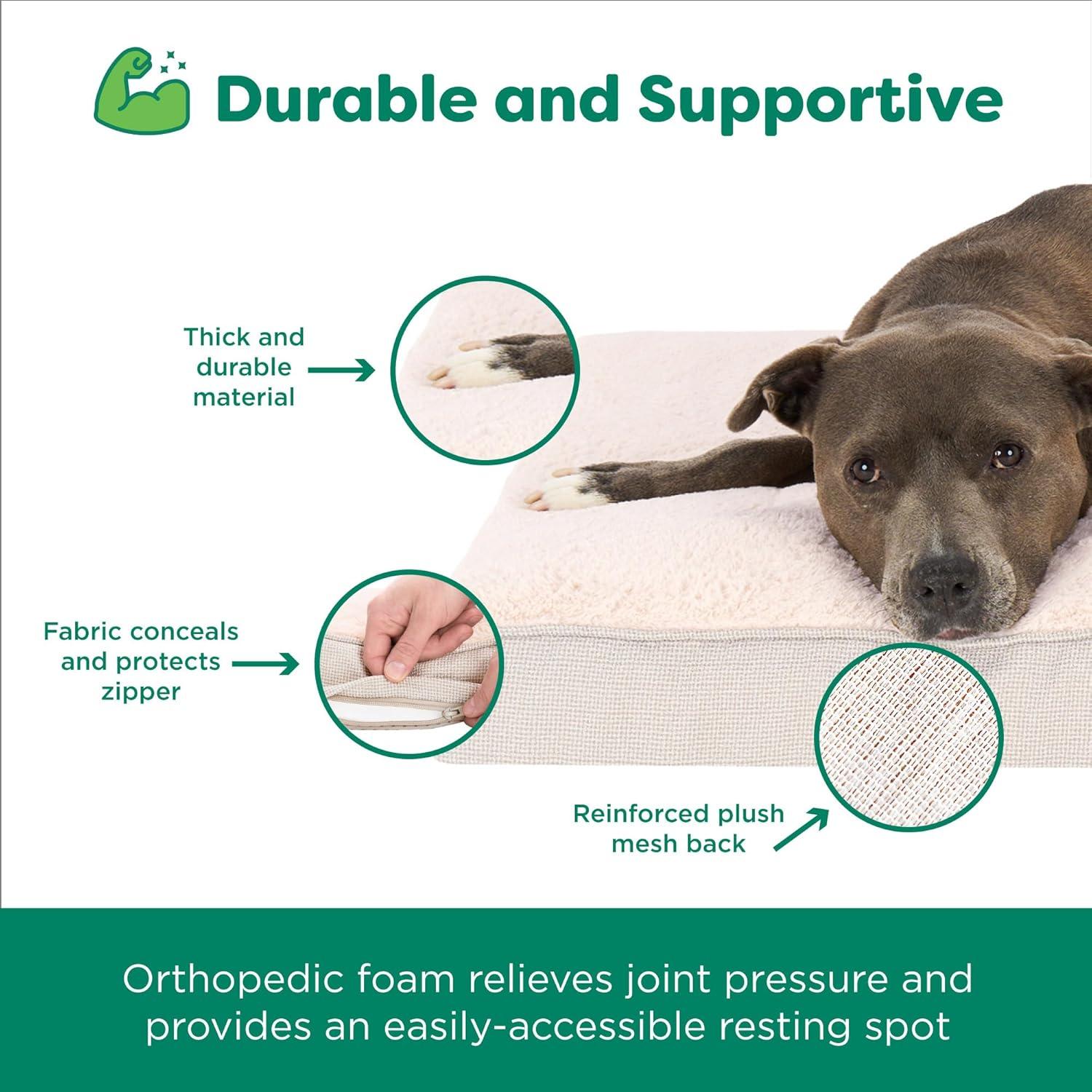 imageFurhaven Orthopedic Dog Bed for Large Dogs w Removable Washable Cover For Dogs Up to 95 lbs Ultra Plush Faux Fur ampamp Suede Mattress Gray JumboXLWheat