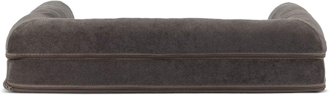 imageFurhaven Orthopedic Dog Bed for LargeMedium Dogs w Removable Bolsters ampamp Washable Cover For Dogs Up to 55 lbs Plush ampamp Suede Sofa Gray LargeCoffee
