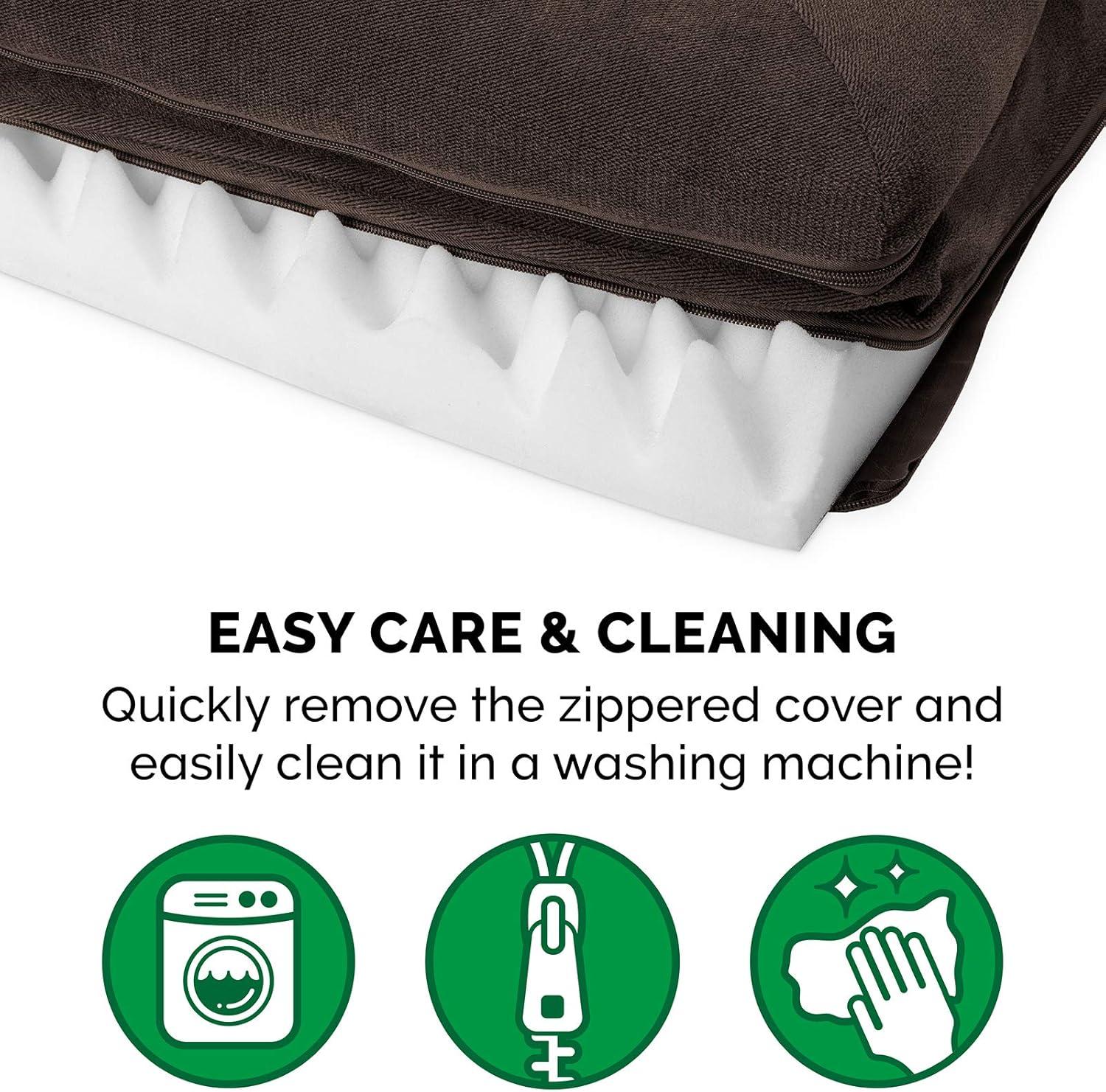 imageFurhaven Orthopedic Dog Bed for LargeMedium Dogs w Removable Bolsters ampamp Washable Cover For Dogs Up to 55 lbs Plush ampamp Suede Sofa Gray LargeCoffee