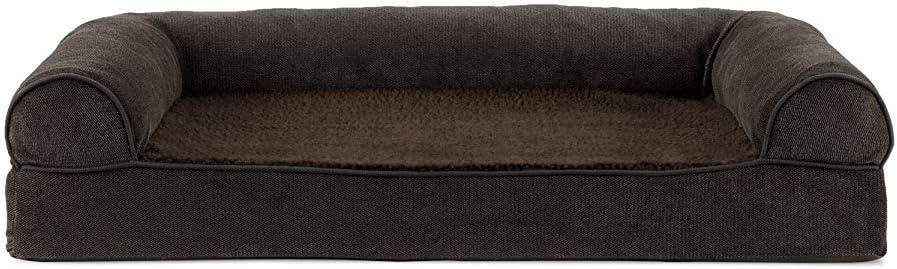 imageFurhaven Orthopedic Dog Bed for LargeMedium Dogs w Removable Bolsters ampamp Washable Cover For Dogs Up to 55 lbs Plush ampamp Suede Sofa Gray LargeCoffee