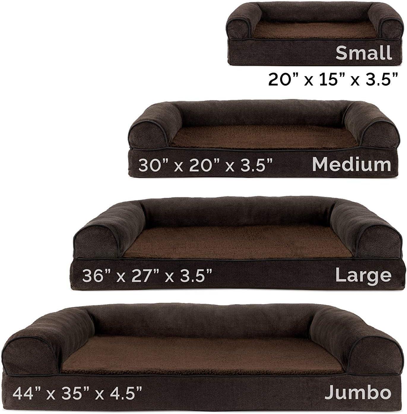 imageFurhaven Orthopedic Dog Bed for LargeMedium Dogs w Removable Bolsters ampamp Washable Cover For Dogs Up to 55 lbs Plush ampamp Suede Sofa Gray LargeCoffee