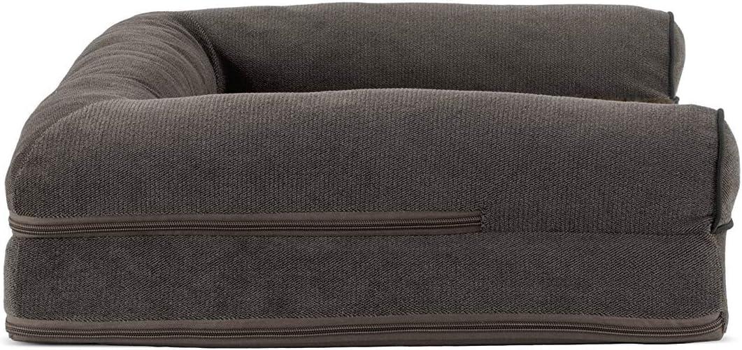 imageFurhaven Orthopedic Dog Bed for LargeMedium Dogs w Removable Bolsters ampamp Washable Cover For Dogs Up to 55 lbs Plush ampamp Suede Sofa Gray LargeCoffee