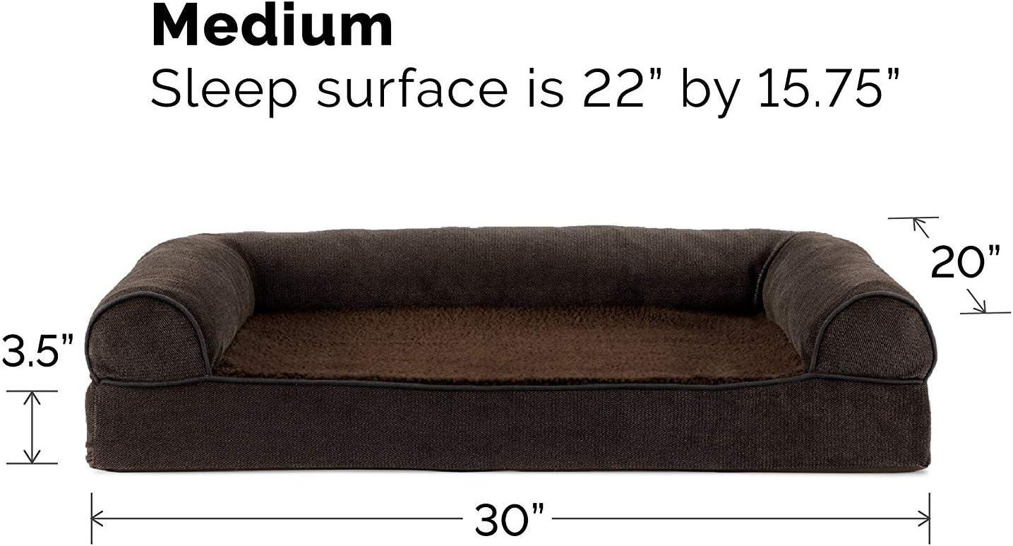 imageFurhaven Orthopedic Dog Bed for LargeMedium Dogs w Removable Bolsters ampamp Washable Cover For Dogs Up to 55 lbs Plush ampamp Suede Sofa Gray LargeCoffee