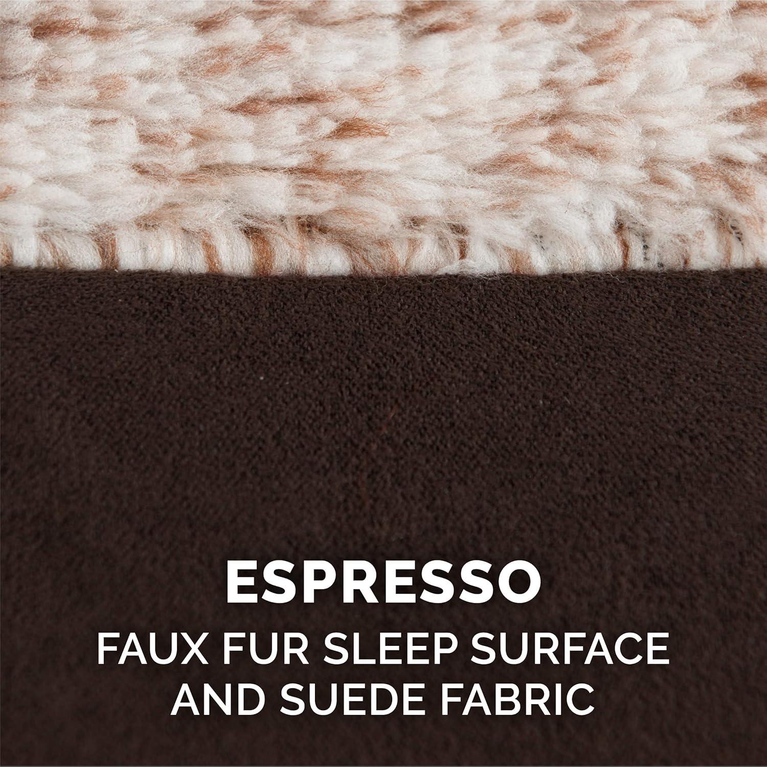 imageFurhaven Orthopedic Dog Bed for LargeMedium Dogs w Removable Bolsters ampamp Washable Cover For Dogs Up to 55 lbs TwoTone Plush Faux Fur ampamp Suede L Shaped Chaise Espresso Large