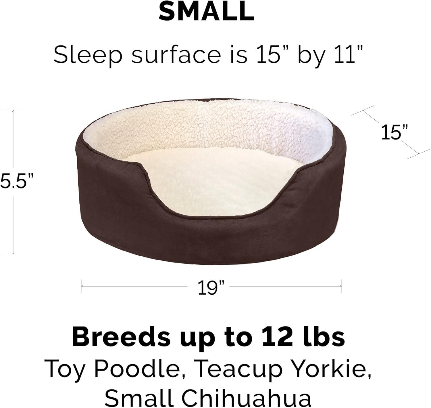 imageFurhaven Orthopedic Dog Bed for LargeMedium Dogs w Removable Washable Cover For Dogs Up to 30 lbs Sherpa ampamp Suede Oval Lounger Clay LargeSherpa Suede Espresso