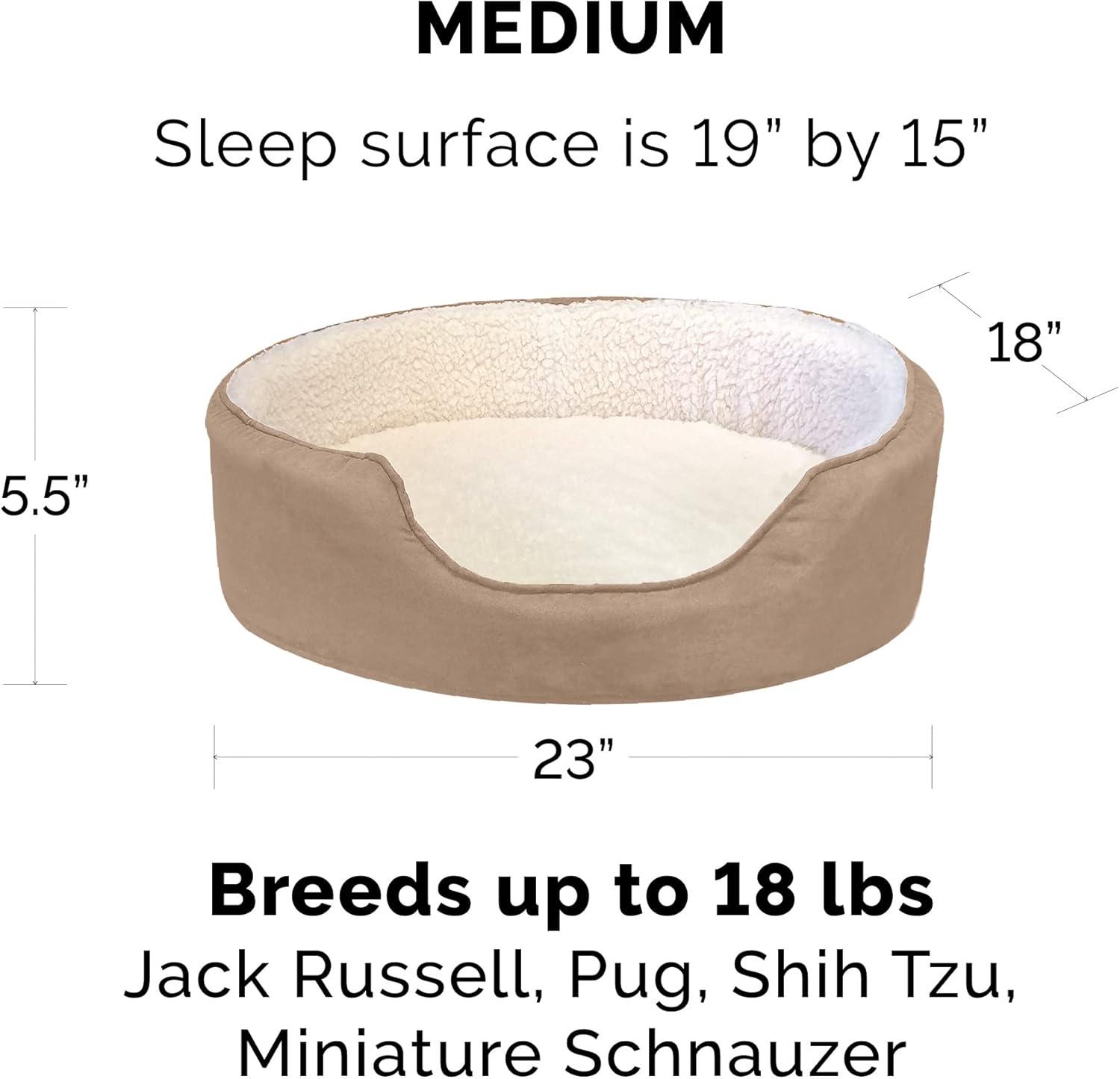 imageFurhaven Orthopedic Dog Bed for LargeMedium Dogs w Removable Washable Cover For Dogs Up to 30 lbs Sherpa ampamp Suede Oval Lounger Clay LargeSherpa Suede Clay