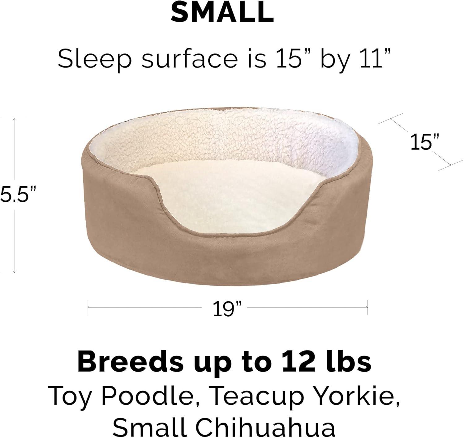 imageFurhaven Orthopedic Dog Bed for LargeMedium Dogs w Removable Washable Cover For Dogs Up to 30 lbs Sherpa ampamp Suede Oval Lounger Clay LargeSherpa Suede Clay