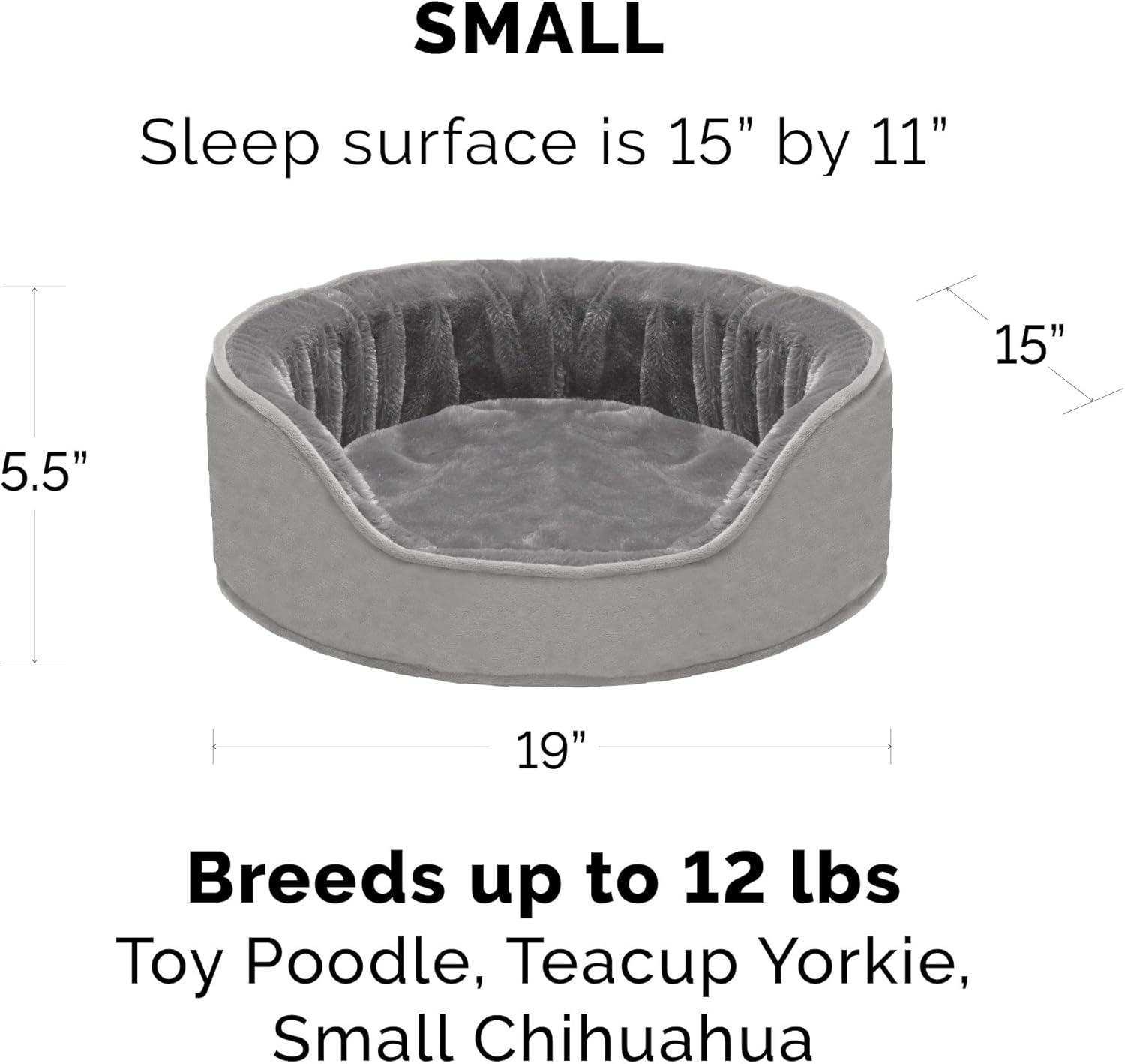 imageFurhaven Orthopedic Dog Bed for LargeMedium Dogs w Removable Washable Cover For Dogs Up to 30 lbs Sherpa ampamp Suede Oval Lounger Clay LargeVelvet Smoke Gray