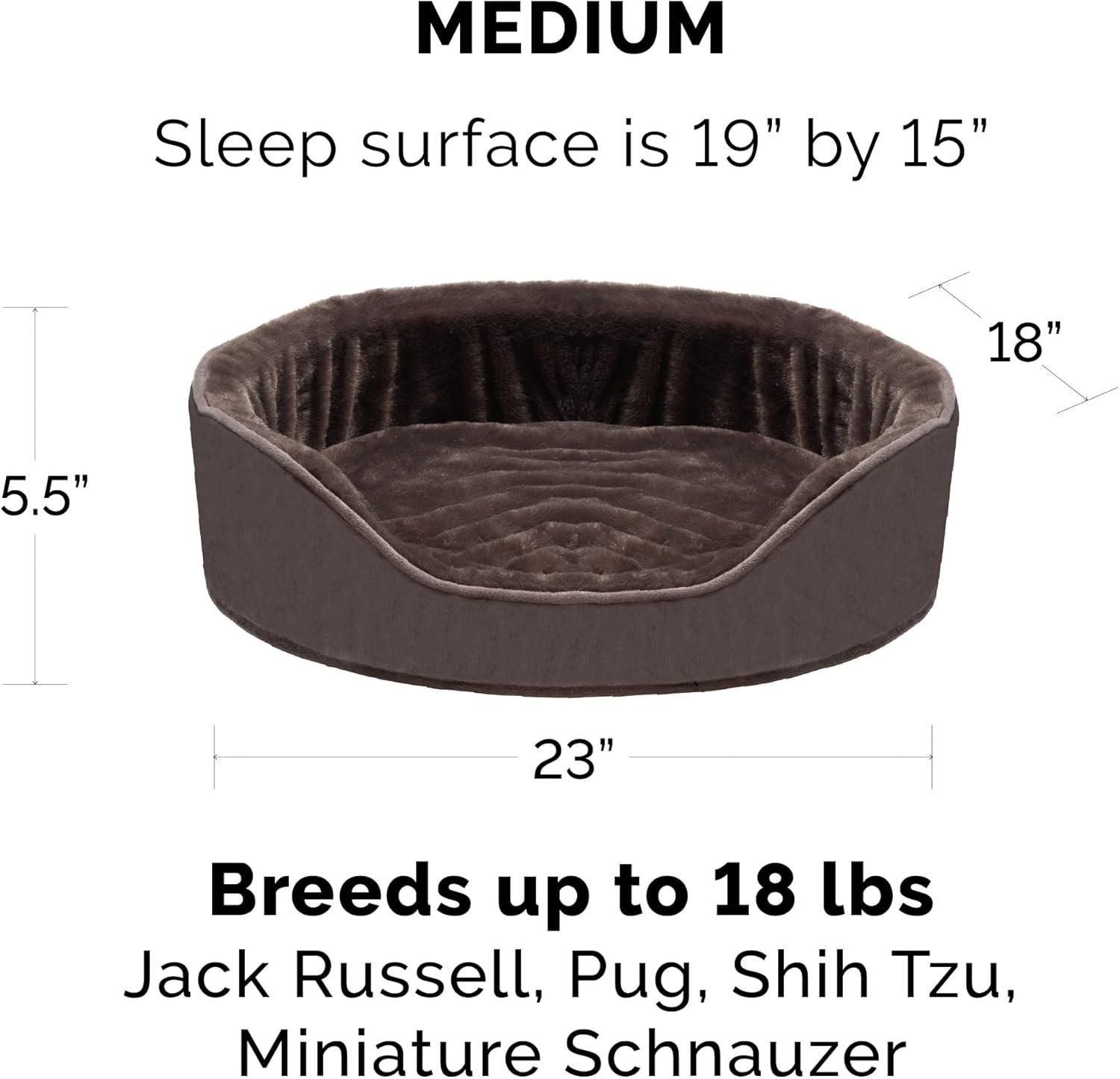 imageFurhaven Orthopedic Dog Bed for LargeMedium Dogs w Removable Washable Cover For Dogs Up to 30 lbs Sherpa ampamp Suede Oval Lounger Clay LargeVelvet Driftwood Brown