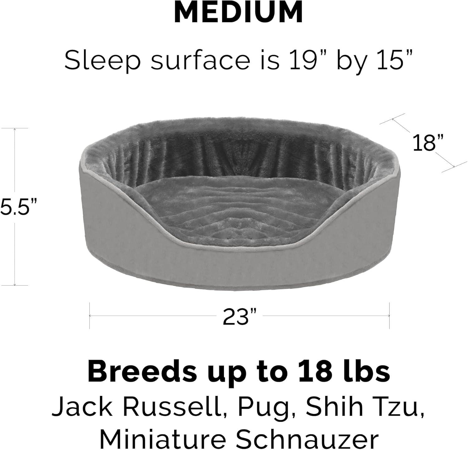 imageFurhaven Orthopedic Dog Bed for LargeMedium Dogs w Removable Washable Cover For Dogs Up to 30 lbs Sherpa ampamp Suede Oval Lounger Clay LargeVelvet Smoke Gray
