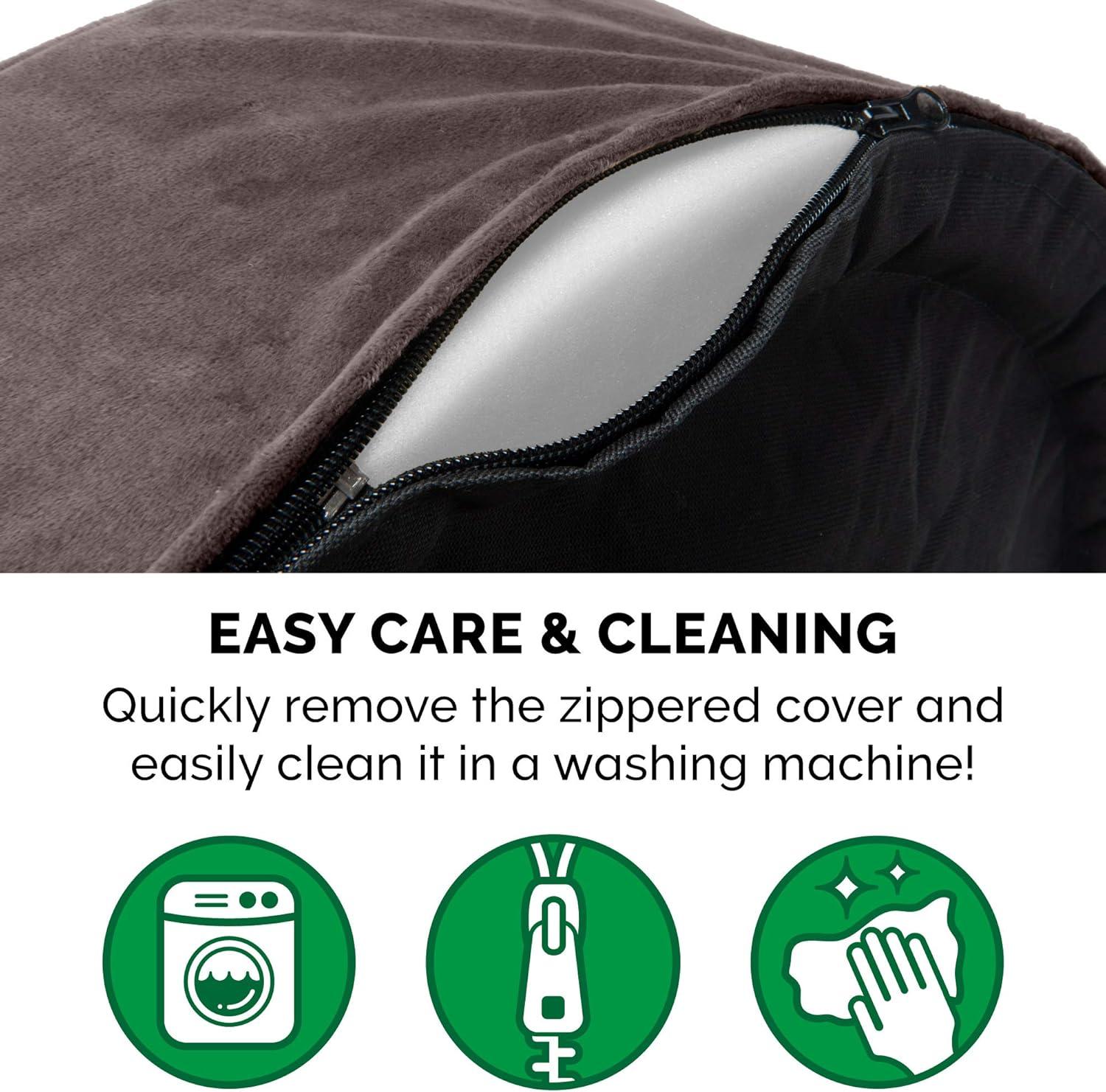 imageFurhaven Orthopedic Dog Bed for LargeMedium Dogs w Removable Washable Cover For Dogs Up to 30 lbs Sherpa ampamp Suede Oval Lounger Clay LargeVelvet Driftwood Brown