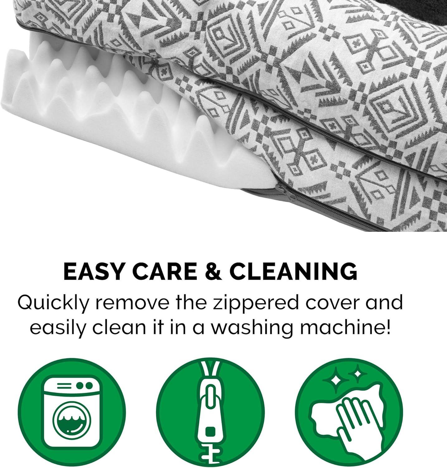 imageFurhaven Orthopedic Dog Bed for MediumSmall Dogs w Removable Bolsters ampamp Washable Cover For Dogs Up to 35 lbs Plush ampamp Suede Sofa Espresso MediumPlush Southwest Kilim Woven Decor Boulder Gray