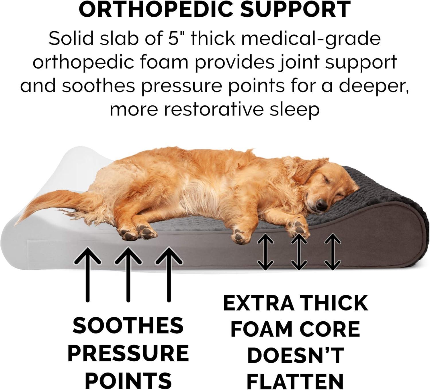 imageFurhaven Orthopedic Dog Bed for MediumSmall Dogs w Removable Washable Cover For Dogs Up to 23 lbs Ultra Plush Faux Fur ampamp Suede Luxe Lounger Contour Mattress Chocolate Medium