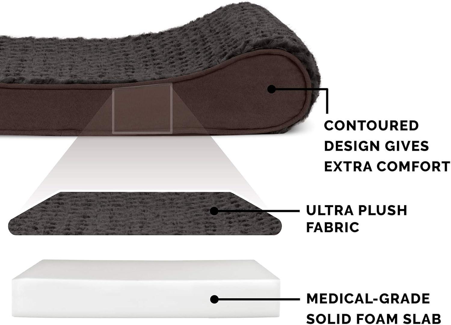 imageFurhaven Orthopedic Dog Bed for MediumSmall Dogs w Removable Washable Cover For Dogs Up to 23 lbs Ultra Plush Faux Fur ampamp Suede Luxe Lounger Contour Mattress Chocolate Medium