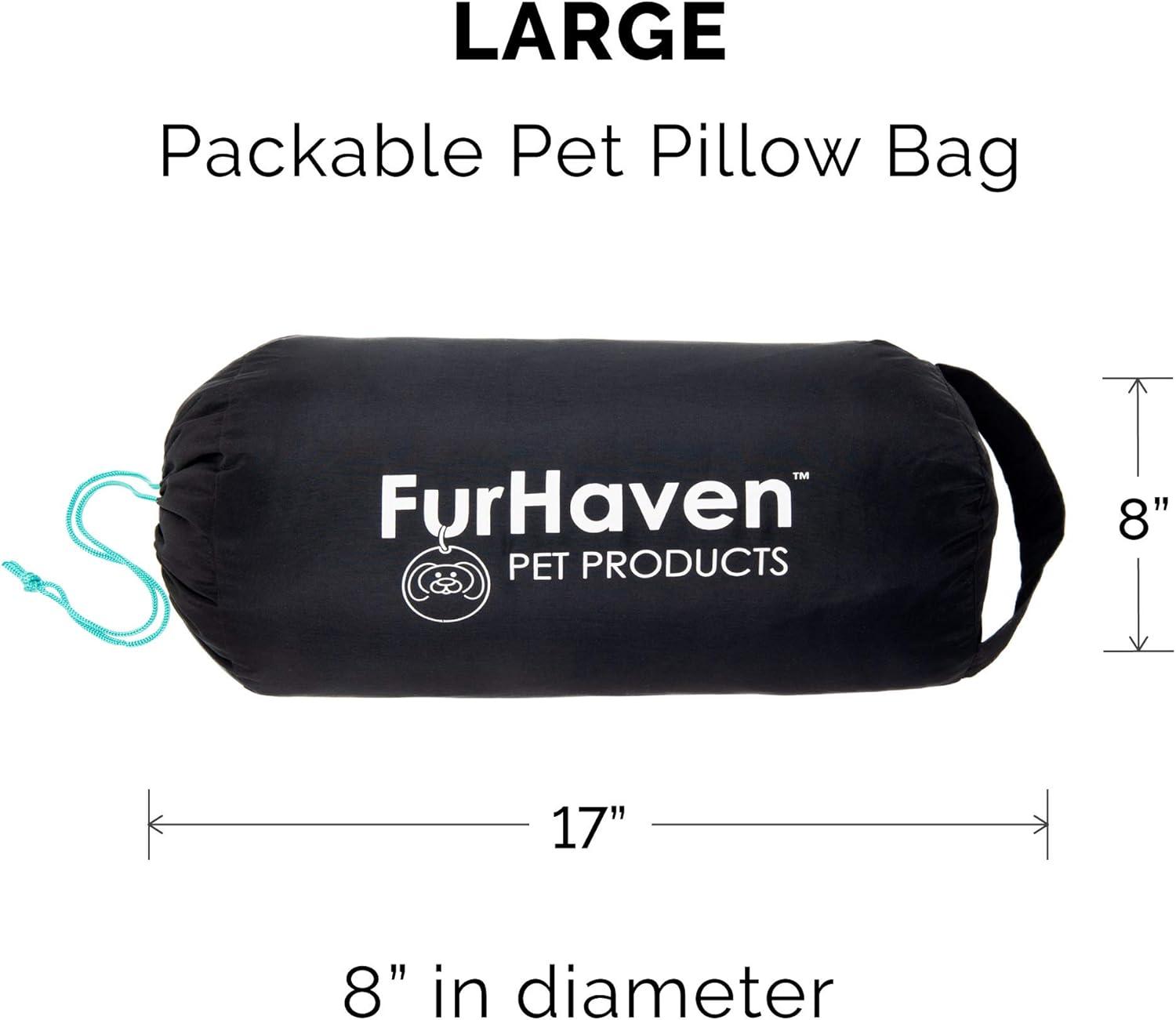imageFurhaven Outdoor Travel Dog Bed for LargeMedium Dogs w Carry Bag Washable ampamp Foldable Great for Crates ampamp Kennels Trail Pup Travel Pillow Mat w Stuff Sack Bag PaprikaCamoPaw LargeAquaGranite Gray