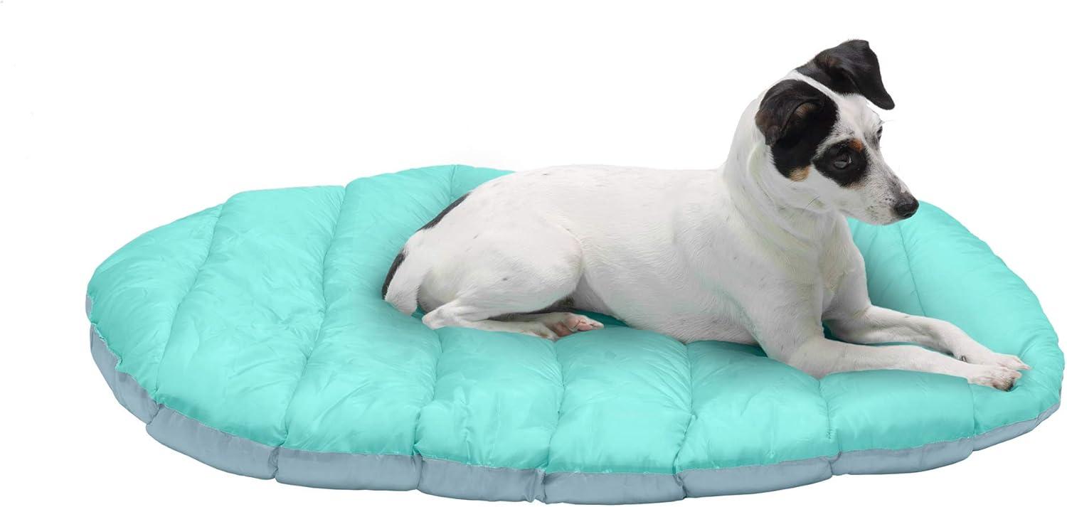 imageFurhaven Outdoor Travel Dog Bed for LargeMedium Dogs w Carry Bag Washable ampamp Foldable Great for Crates ampamp Kennels Trail Pup Travel Pillow Mat w Stuff Sack Bag PaprikaCamoPaw LargeAquaGranite Gray