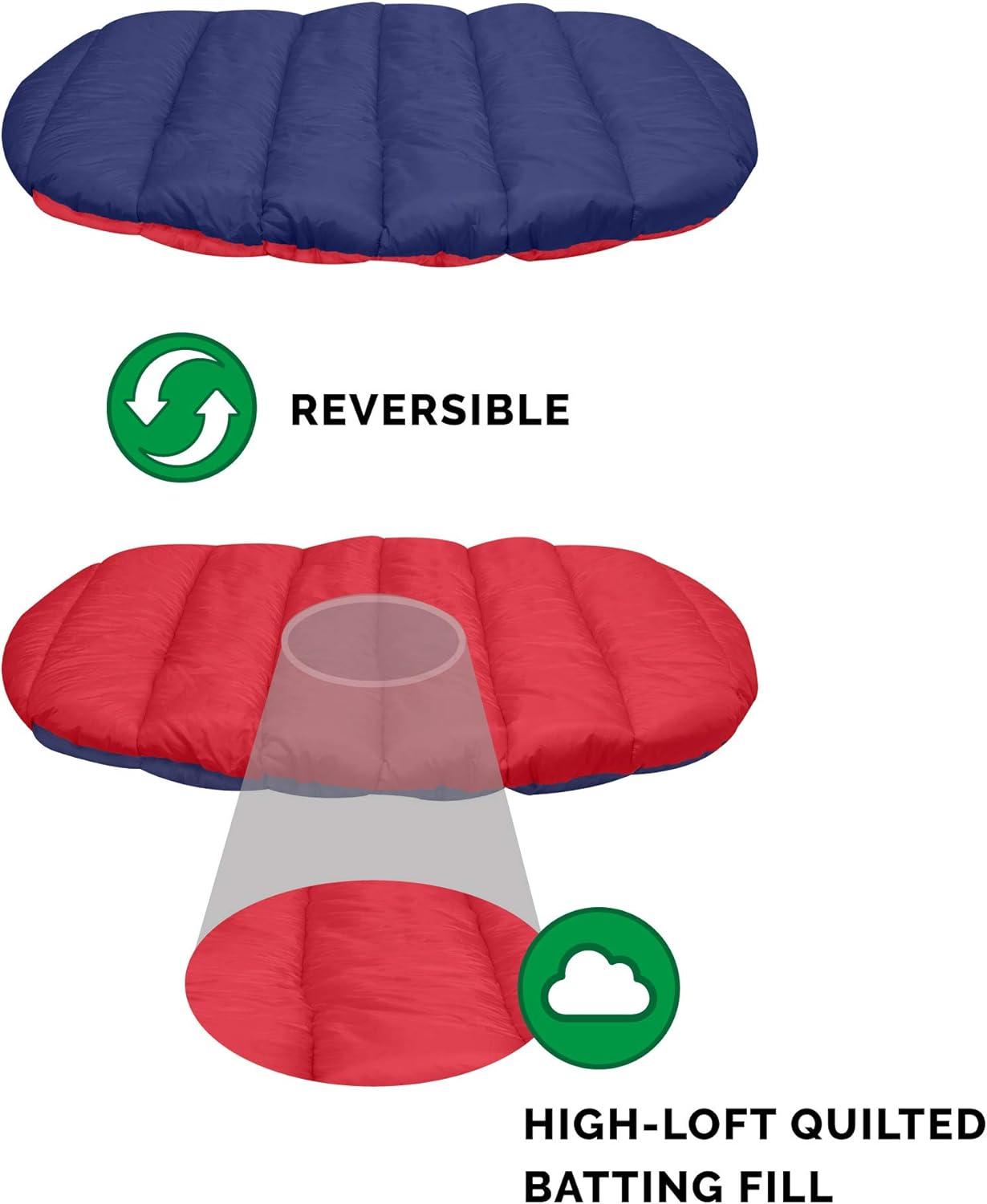 imageFurhaven Outdoor Travel Dog Bed for LargeMedium Dogs w Carry Bag Washable ampamp Foldable Great for Crates ampamp Kennels Trail Pup Travel Pillow Mat w Stuff Sack Bag PaprikaCamoPaw LargeFlame RedTrue Blue