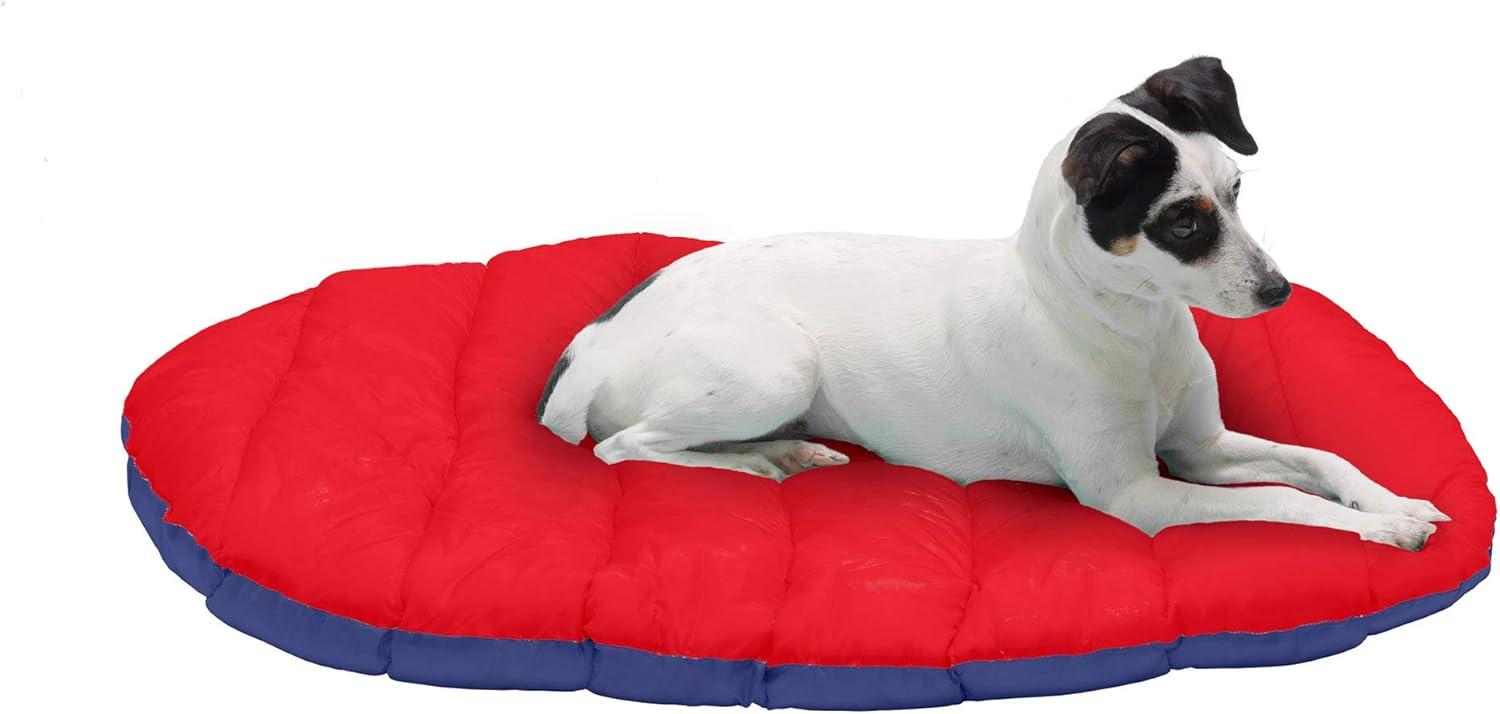 imageFurhaven Outdoor Travel Dog Bed for LargeMedium Dogs w Carry Bag Washable ampamp Foldable Great for Crates ampamp Kennels Trail Pup Travel Pillow Mat w Stuff Sack Bag PaprikaCamoPaw LargeFlame RedTrue Blue