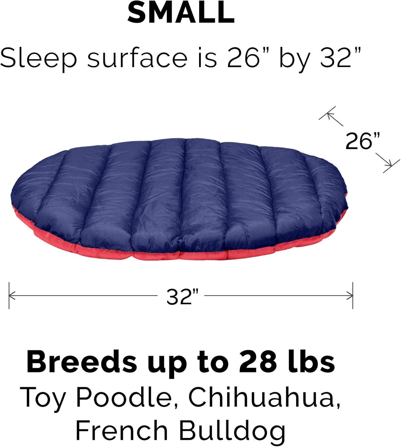imageFurhaven Outdoor Travel Dog Bed for LargeMedium Dogs w Carry Bag Washable ampamp Foldable Great for Crates ampamp Kennels Trail Pup Travel Pillow Mat w Stuff Sack Bag PaprikaCamoPaw LargeFlame RedTrue Blue