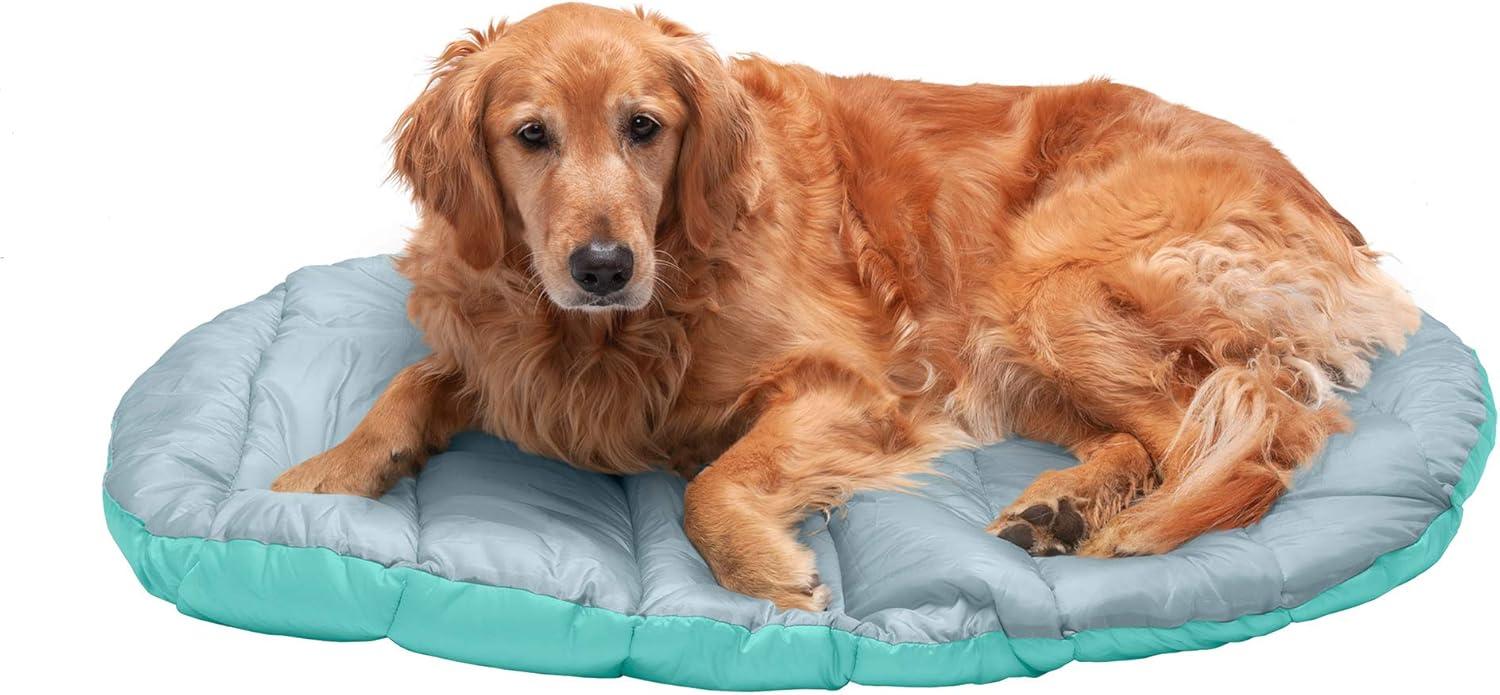 imageFurhaven Outdoor Travel Dog Bed for LargeMedium Dogs w Carry Bag Washable ampamp Foldable Great for Crates ampamp Kennels Trail Pup Travel Pillow Mat w Stuff Sack Bag PaprikaCamoPaw LargeAquaGranite Gray