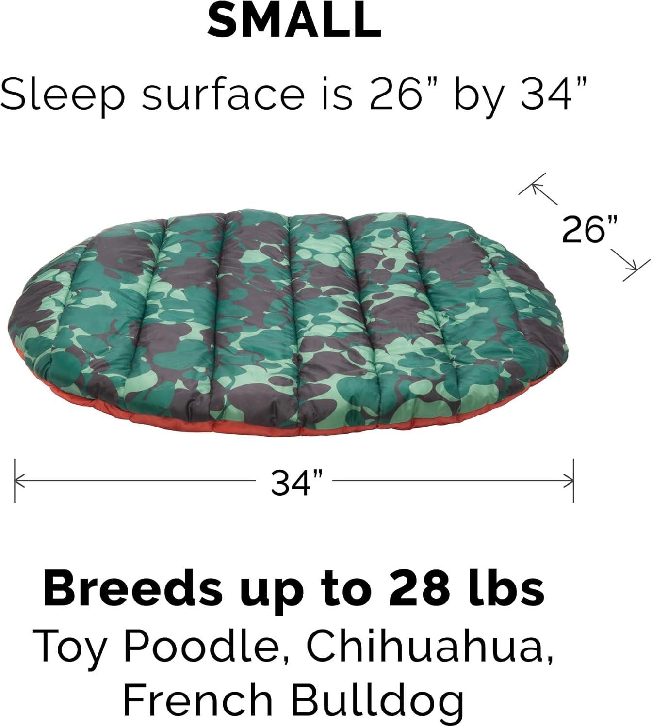 imageFurhaven Outdoor Travel Dog Bed for Small Dogs w Carry Bag Washable ampamp Foldable Great for Crates ampamp Kennels Trail Pup Travel Pillow Mat w Stuff Sack Bag PaprikaCamoPaw Small