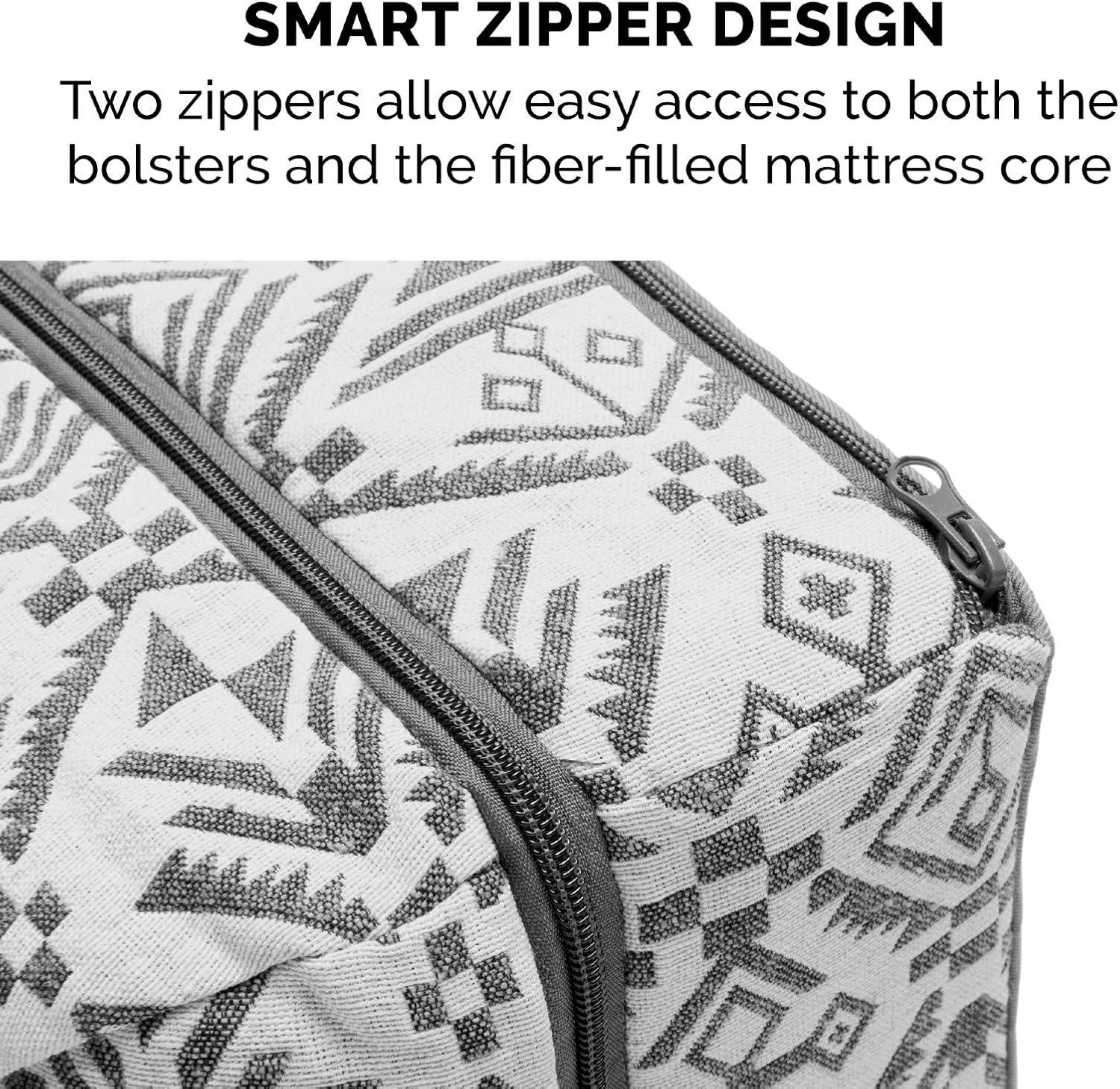 imageFurhaven Pillow Dog Bed for Large Dogs w Removable Bolsters ampamp Washable Cover Faux Fur ampamp Velvet Sofa Dark Sage JumboXLPlush Southwest Kilim Decor Boulder Gray