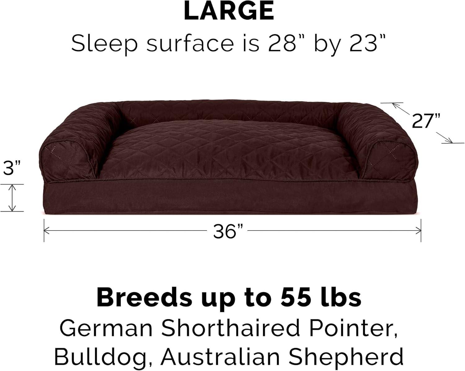 imageFurhaven Pillow Dog Bed for Large Dogs w Removable Bolsters ampamp Washable Cover Faux Fur ampamp Velvet Sofa Dark Sage JumboXLQuilted Coffee