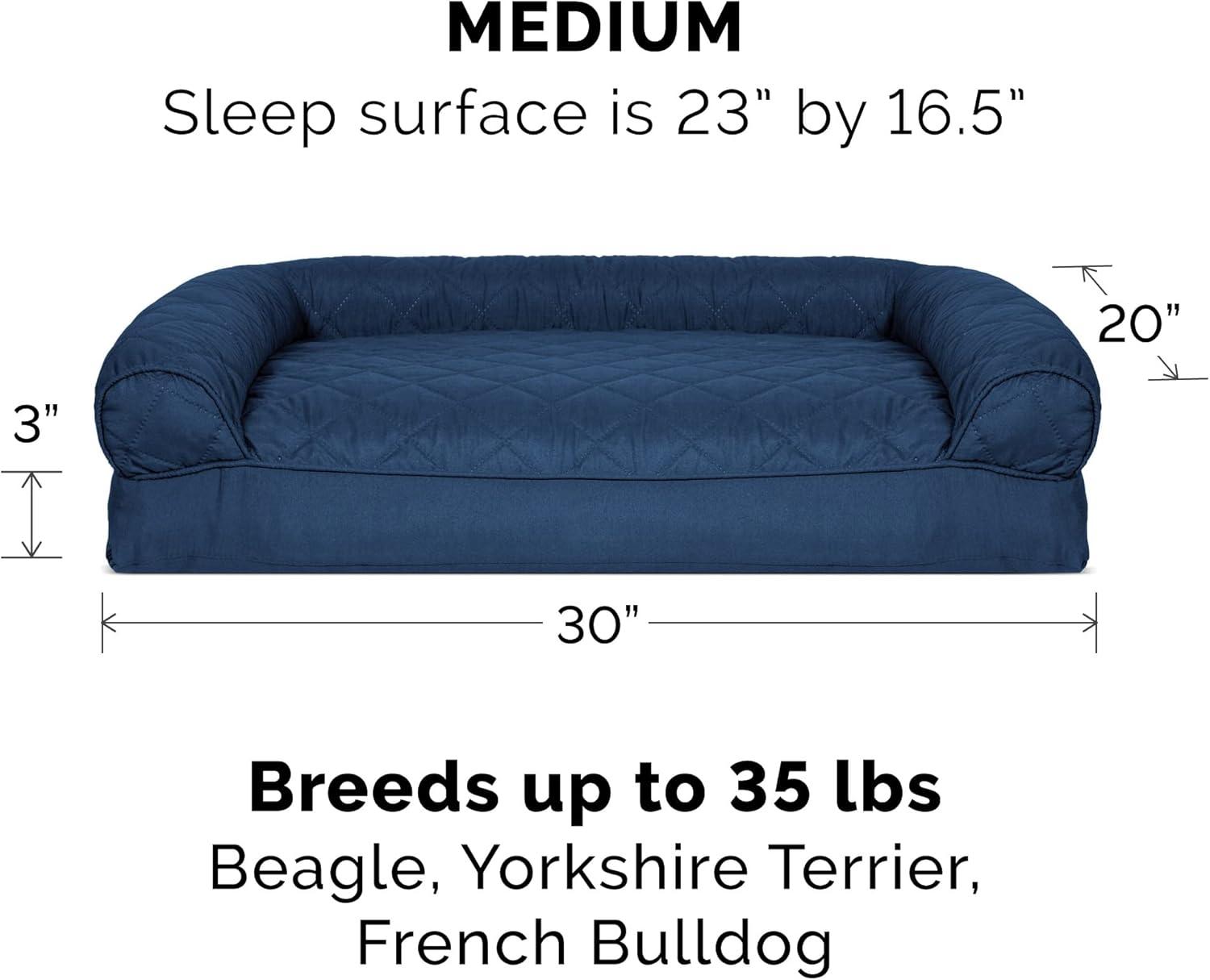 imageFurhaven Pillow Dog Bed for Large Dogs w Removable Bolsters ampamp Washable Cover Faux Fur ampamp Velvet Sofa Dark Sage JumboXLQuilted Navy