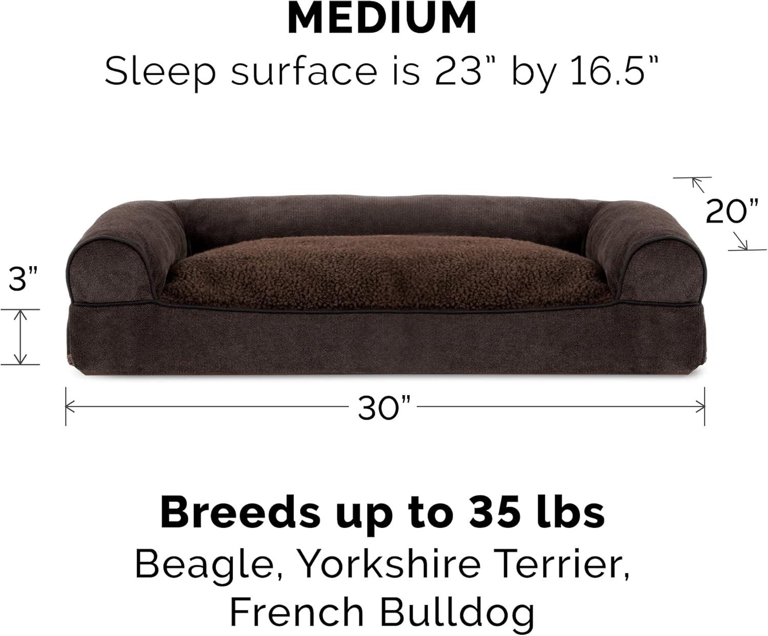 imageFurhaven Pillow Dog Bed for Large Dogs w Removable Bolsters ampamp Washable Cover Faux Fur ampamp Velvet Sofa Dark Sage JumboXLSofa Sherpa Chenille Coffee