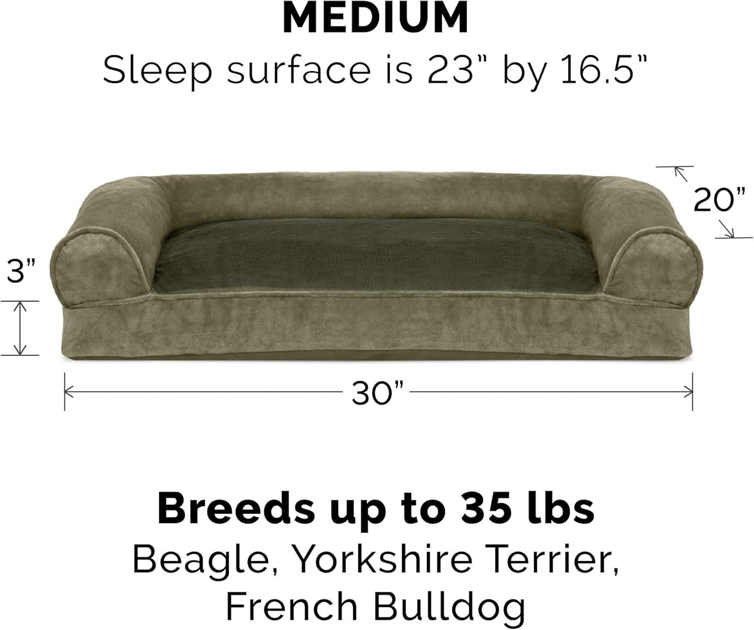 imageFurhaven Pillow Dog Bed for Large Dogs w Removable Bolsters ampamp Washable Cover Faux Fur ampamp Velvet Sofa Dark Sage JumboXLVelvet Dark Sage
